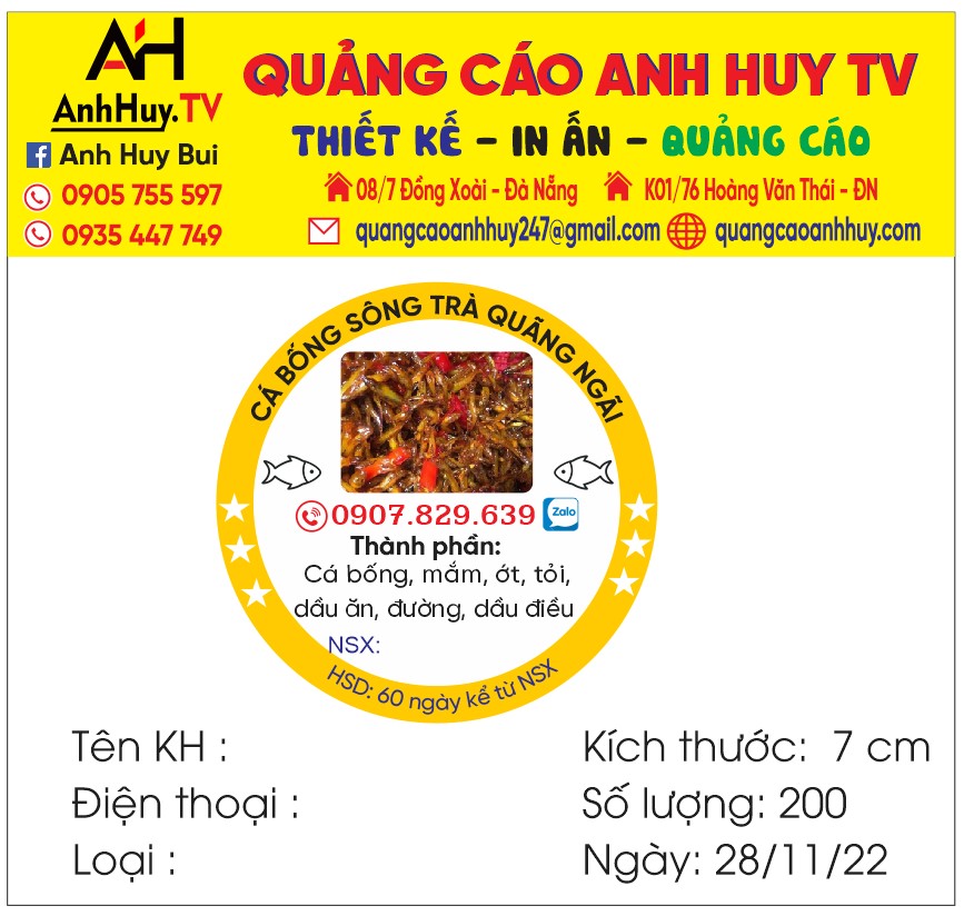 in logo tròn dán sản phẩm tại Đà Nẵng mẫu cá bống sông trà Quảng Ngãi