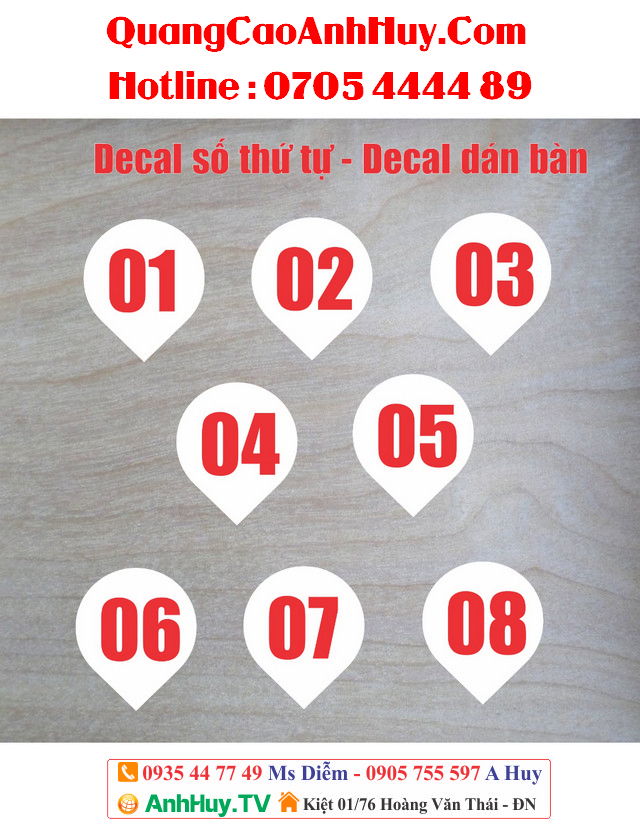 decal số thứ tự dán bàn tại Đà Nẵng