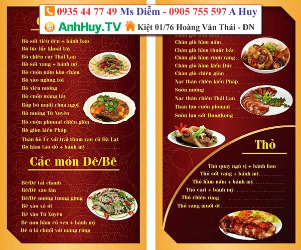 Menu Đà Nẵng LH 0935447749