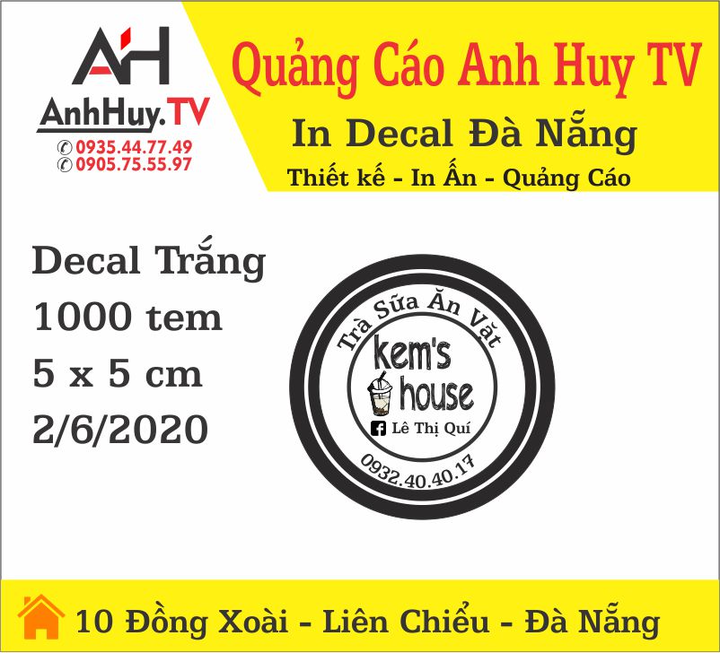 In Tem Nhãn Đà Nẵng Decal Sticker Logo Dán Chai Lọ Hủ Hộp Bình Nước
