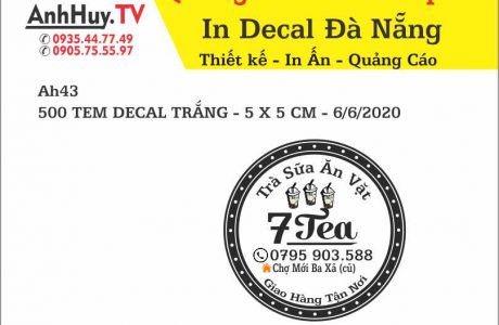 In Decal Trà Sữa Ăn Vặt Tem Nhãn logo 7 Tea AH43