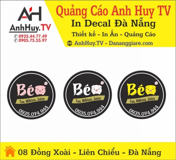 In Logo Tem Nhãn Dán Ly Nhựa Đà Nẵng Béo Tea Milktea Juice