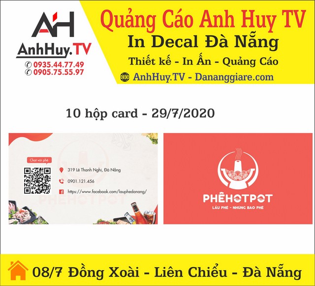 In Name Card Đà Nẵng Mẫu Lẩu Phê 319 Lê Thanh Nghị
