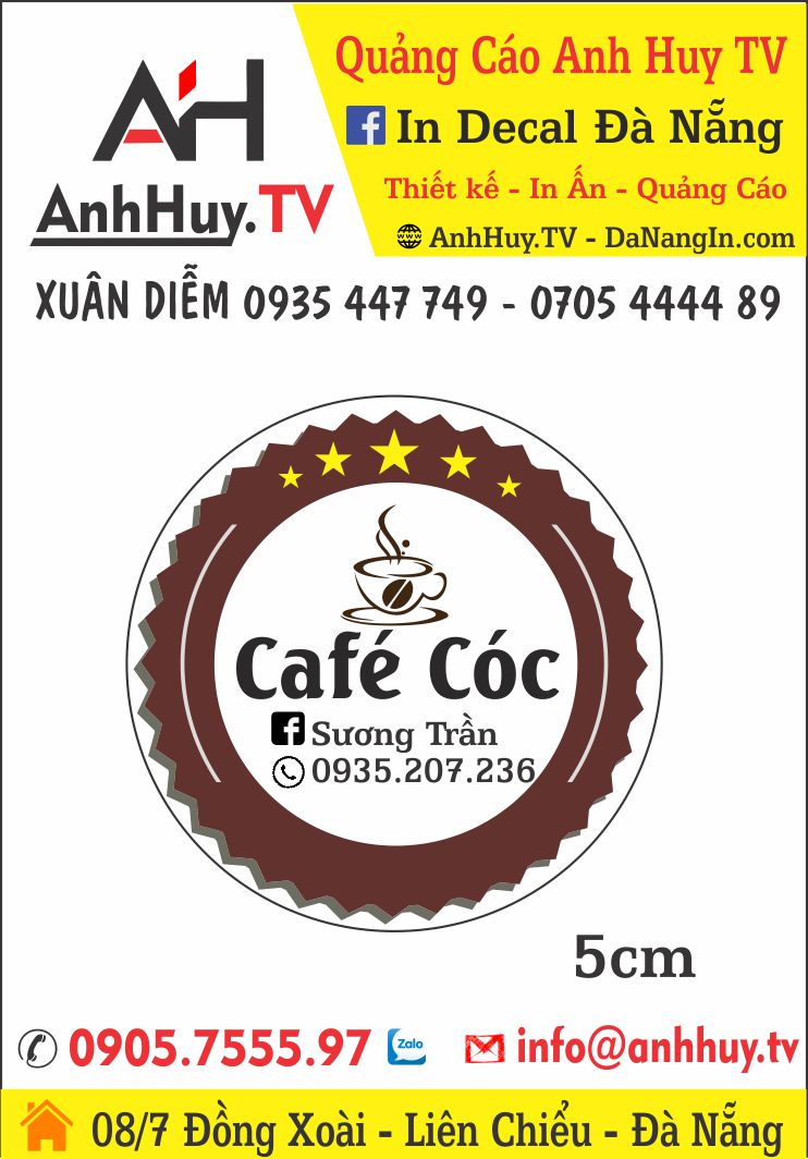 In Logo Tem Nhãn Dán Chai Cafe Đà Nẵng Giá Rẻ