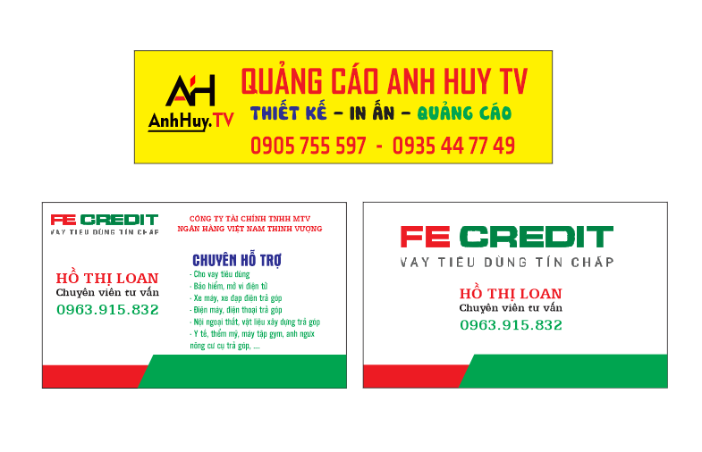 In name card Đà Nẵng mẫu vay tiêu dùng fe credit 0935447749
