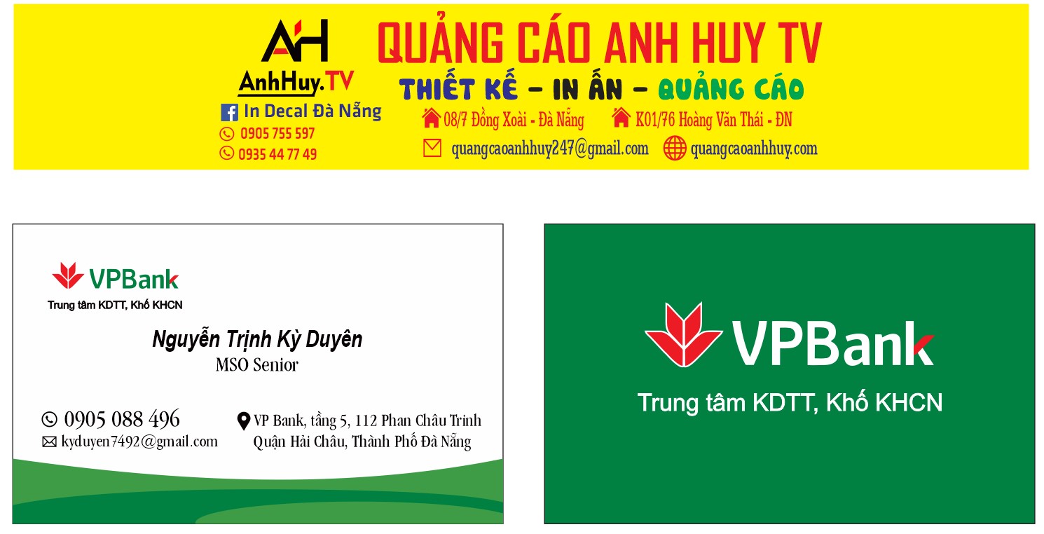 In name card visit danh thiếp ngân hàng VP Bank Đà Nẵng