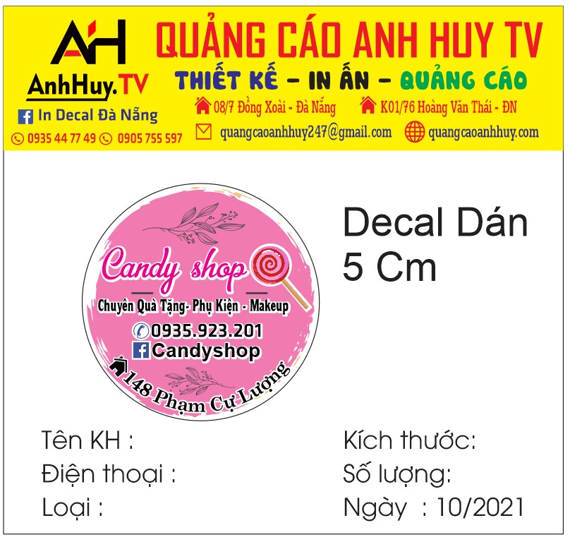 In logo tem nhãn dán sản phẩm quà tặng phụ kiện makeup – Anh Huy TV - Quảng  Cáo