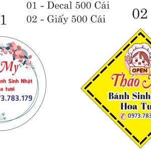 In tem nhãn decal dán hoa tươi bánh sinh nhật tại Đà Nẵng