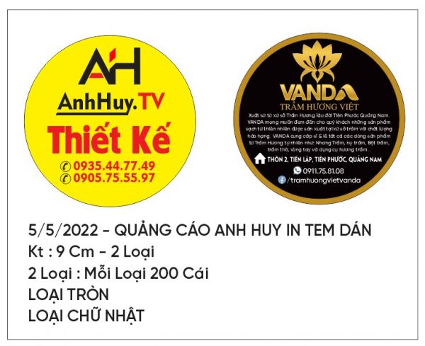 In tem nhãn dán hộp trầm hương tại Đà Nẵng giá rẻ Tel 0905755597