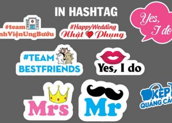Hashtag cầm tay sticker chụp hình đám hỏi cưới