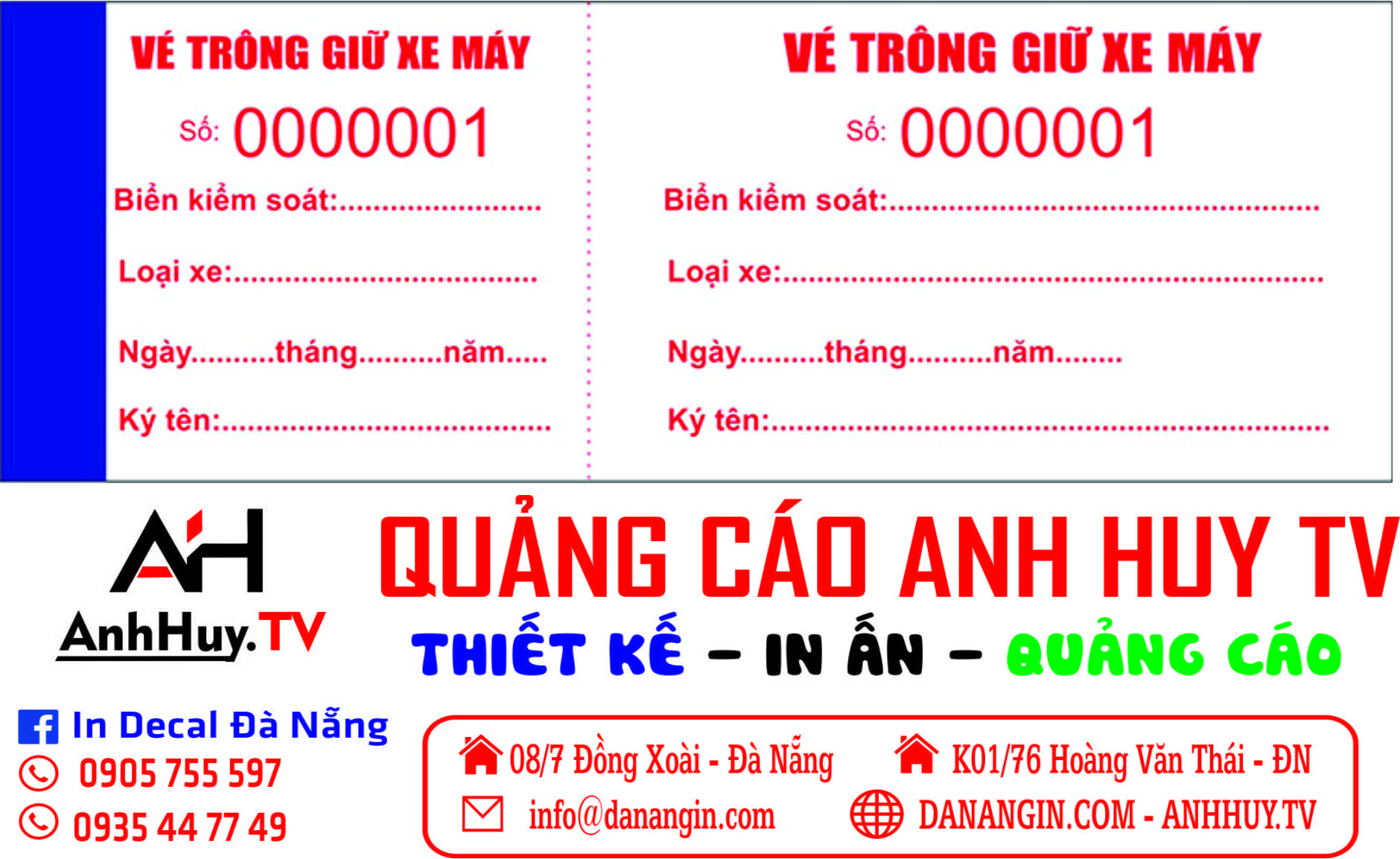 địa chỉ In vé trông giữ xe máy tại Đà Nẵng giá rẻ lấy nhanh nhất 247