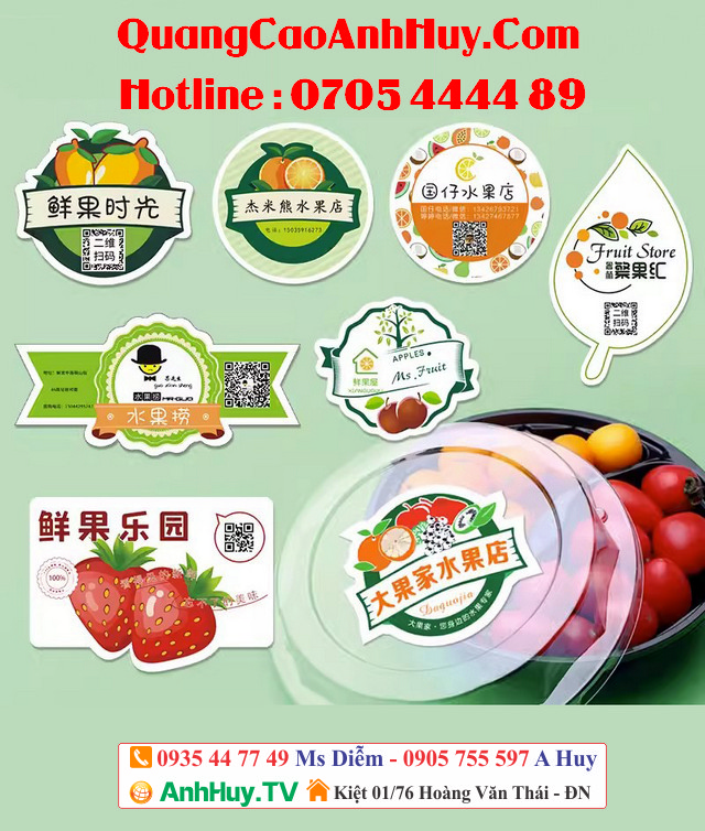 In tem nhãn dán trái cây hoa quả thực phẩm sạch tại Đà Nẵng