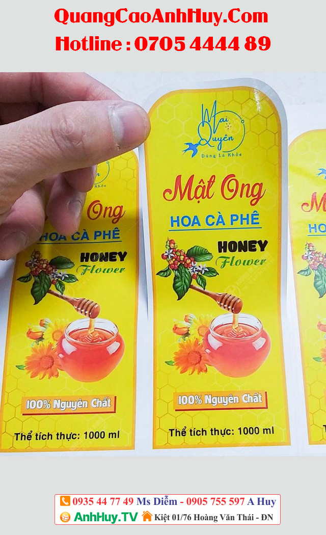 In tem nhãn mật ong rừng nguyên chất tại Đà Nẵng