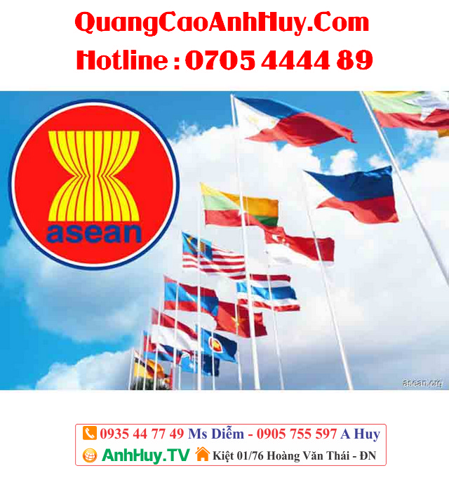 Cờ Các Nước Đông Nam Á (ASEAN) - Vải Phi, May In Đẹp tại Đà Nẵng